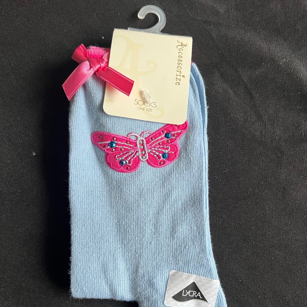 NWT - Blue butterfly socks